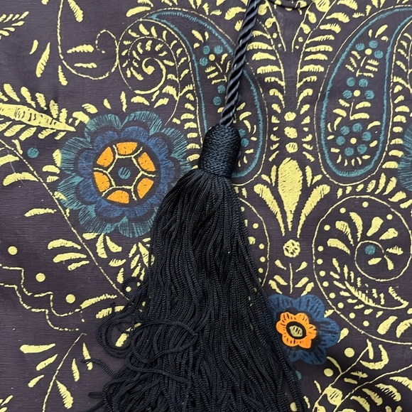 Boho Sling Bag Cross Body Navy Gold with Blue Tassel - Picture 3 of 6